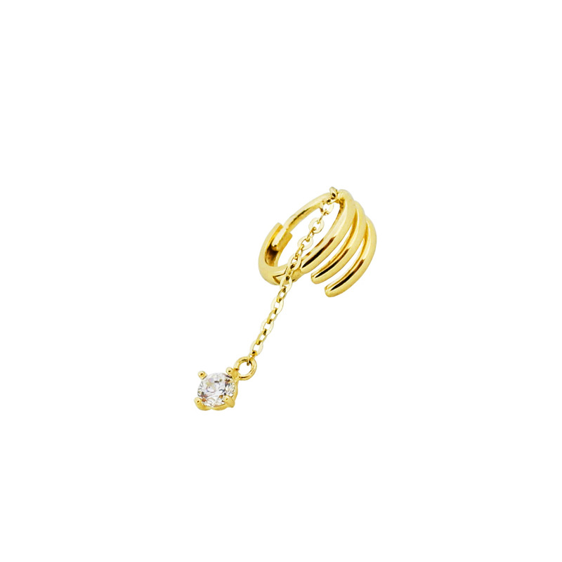 Fashion One Gold Right Ear Tassel Earring Copper Inlaid Zirconium Multi-layer Earrings (single)