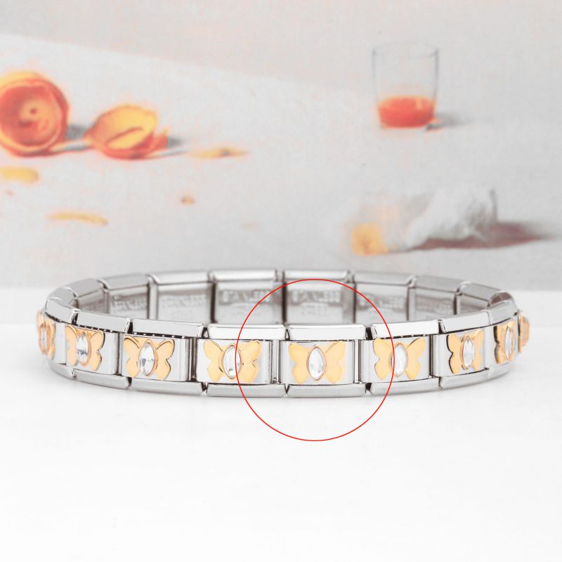 Fashion Sh Butterfly-white Diamond Stainless Steel Geometric Bracelet Module