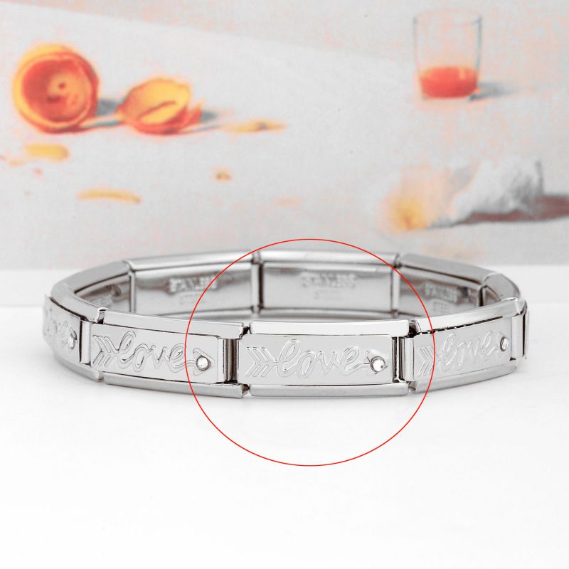 Fashion Sh Fishbone Diagram-double Spelling Stainless Steel Geometric Bracelet Module