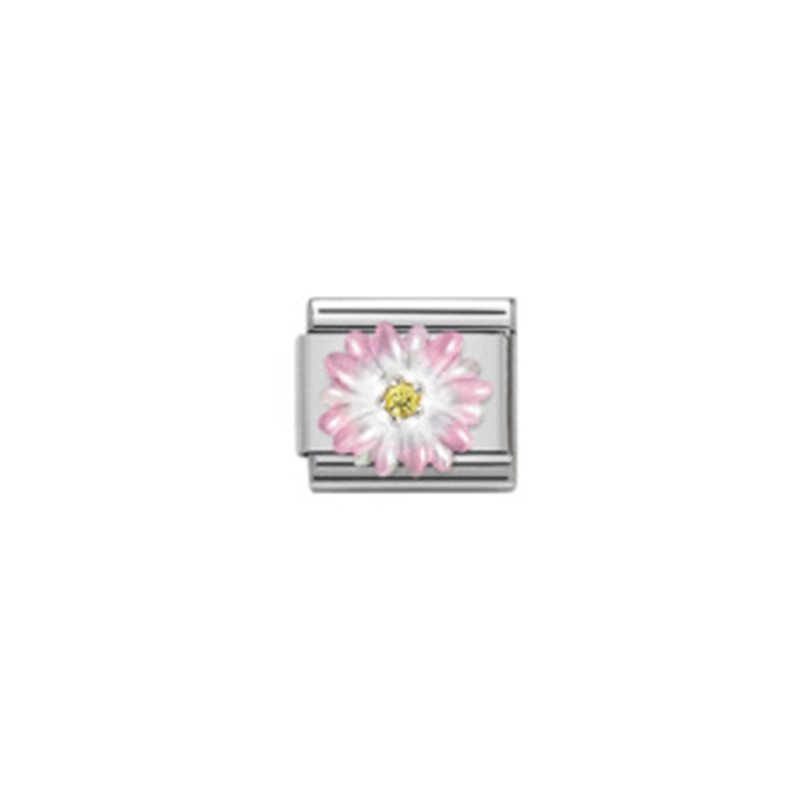 Fashion Sh Chrysanthemum-pink Yellow Stainless Steel Geometric Bracelet Module