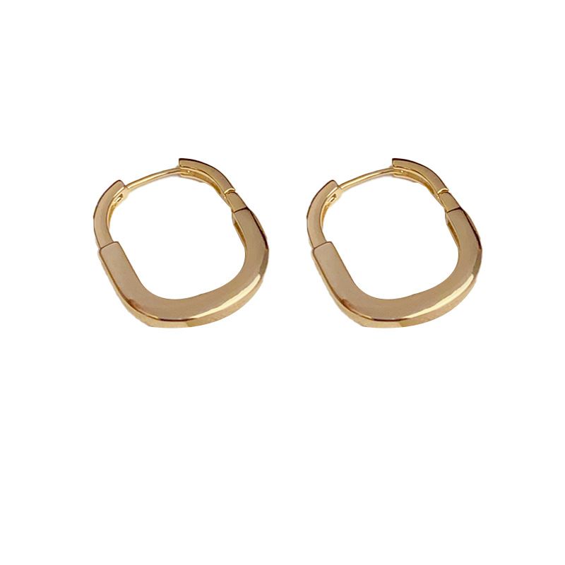 Fashion Gold-square Earrings (thick Real Gold Plating) Copper Square Earrings