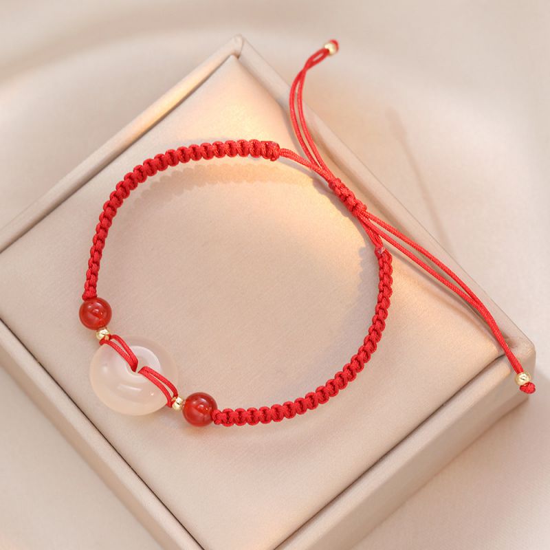 Fashion Red Cord Braided Safety Clasp Bracelet
