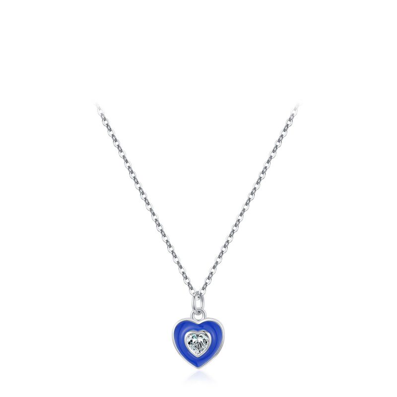 Fashion Love Silver Diamond Epoxy Love Necklace