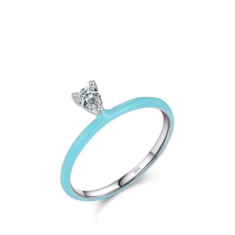Fashion 9# Silver Diamond Epoxy Round Ring
