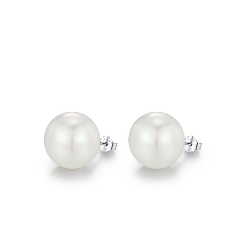 Fashion 14mm Geometric Round Pearl Earrings