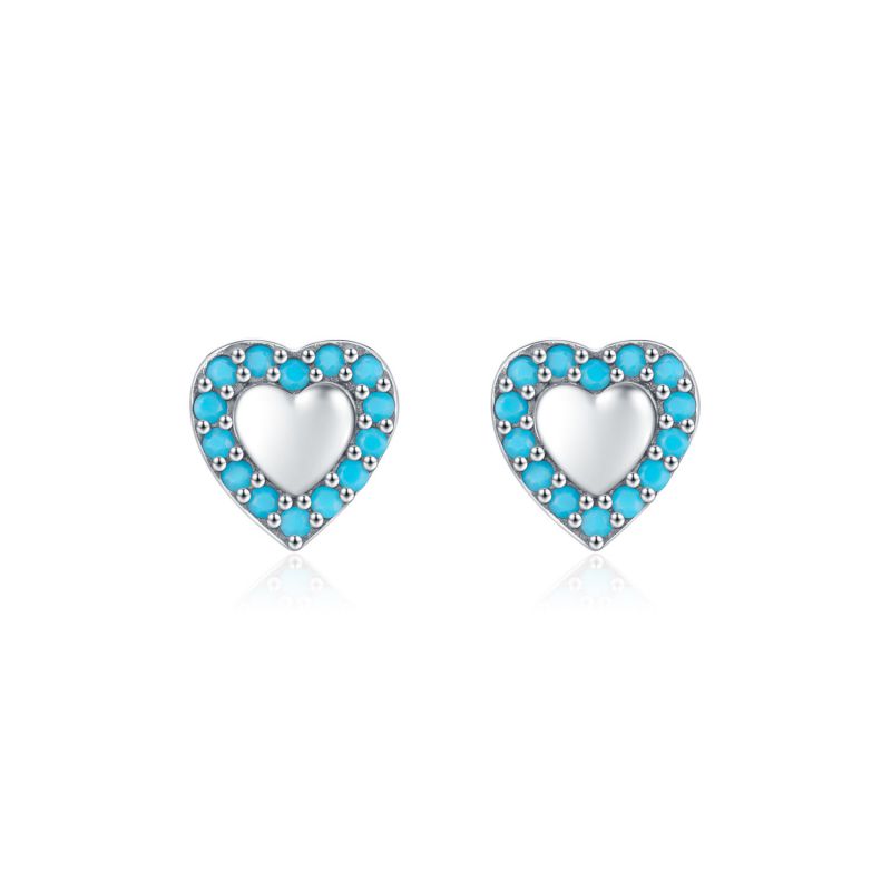 Fashion Silver Silver Turquoise Love Earrings