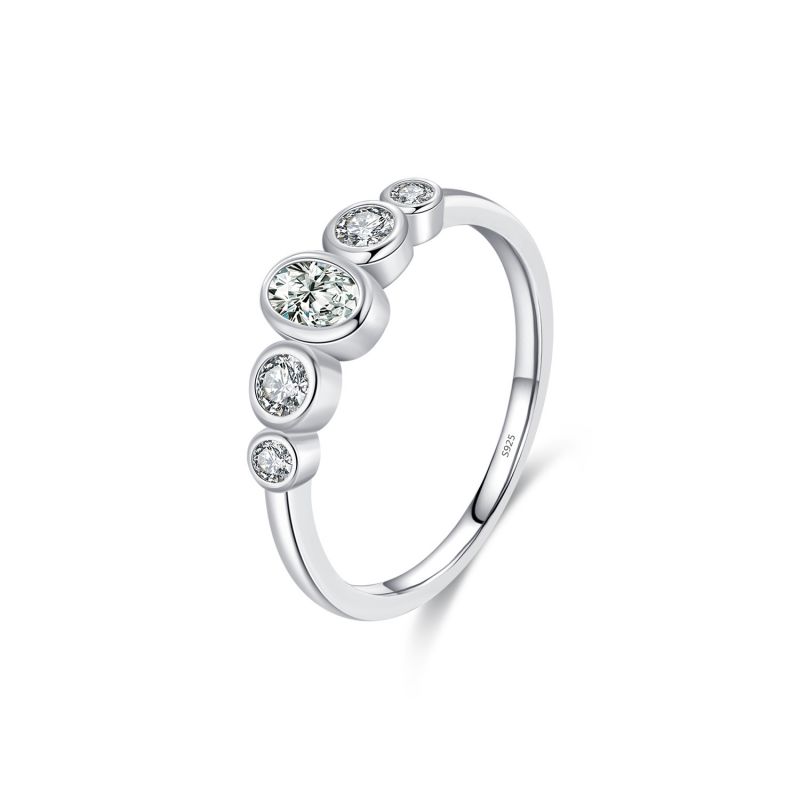 Fashion Silver Silver Diamond Round Ring