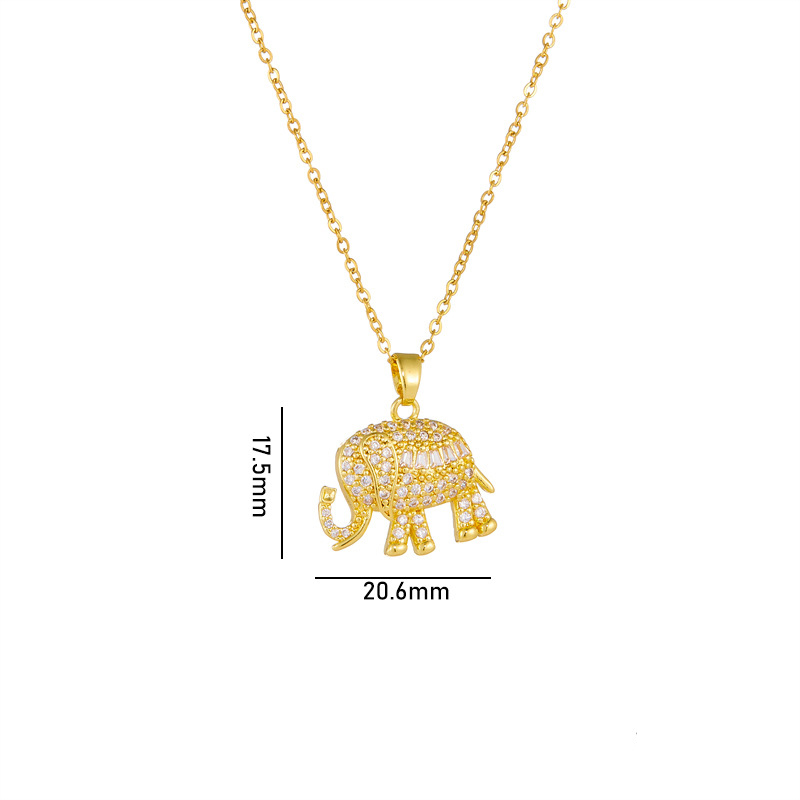 Fashion 4# Copper Set Zirconium Elephant Necklace