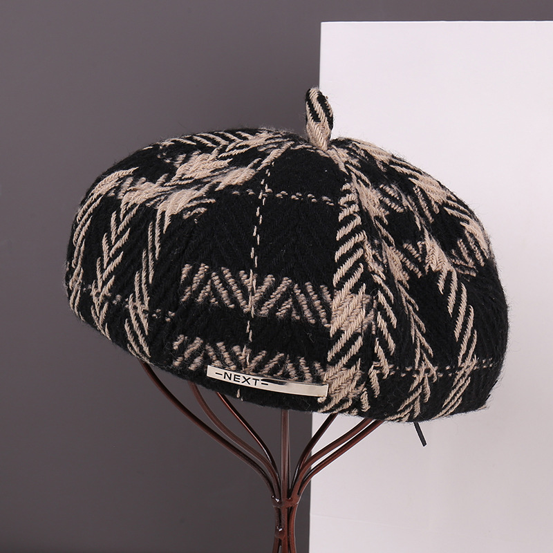 Fashion Number 17 Cotton Check Beret