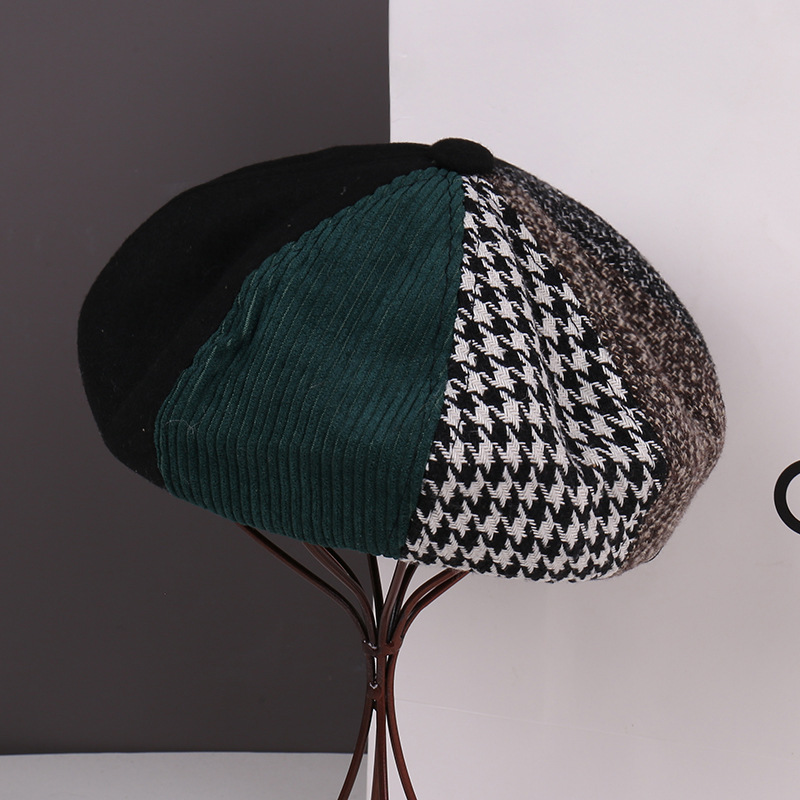 Fashion Day 30th Houndstooth Colorblock Beret