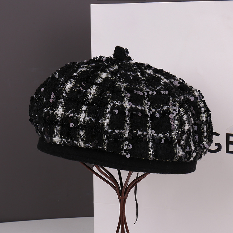 Fashion No. 38 Cotton Checked Knitted Beret