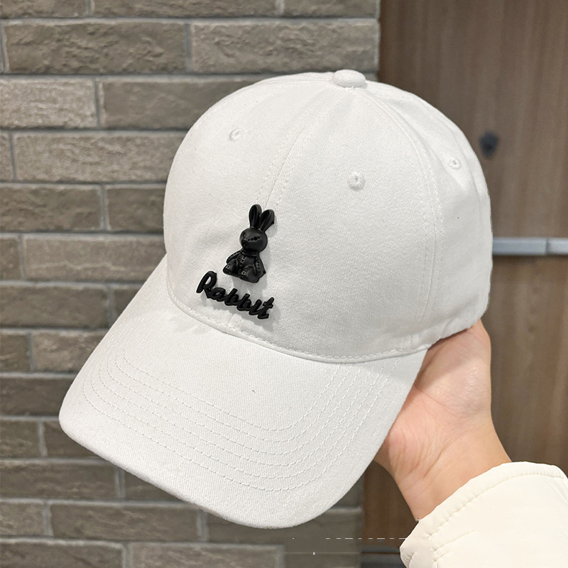 Fashion White 3d Bunny Letter Embroidered Soft Top Baseball Cap
