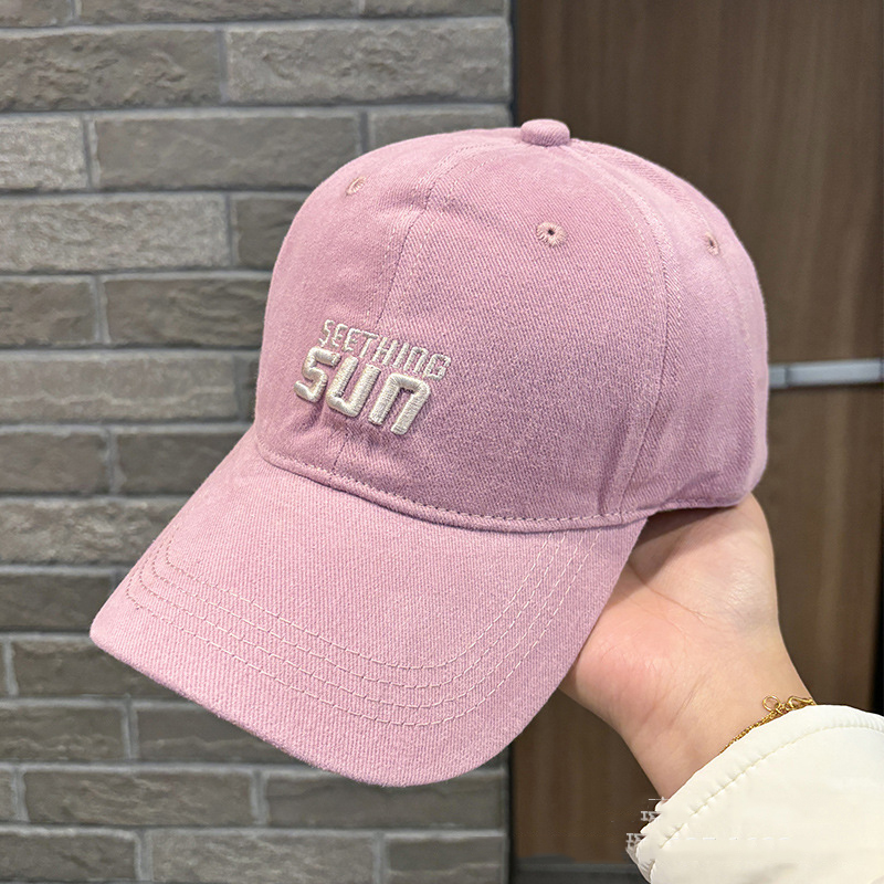 Fashion Purple Pink Letter Embroidered Soft Top Baseball Cap