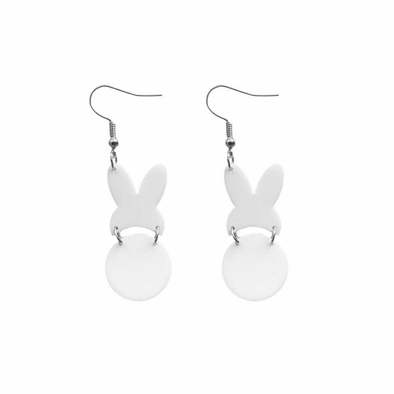 Fashion White Rabbit Acrylic Bunny Earrings
