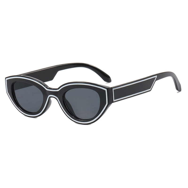 Fashion Bright Black All Gray Ac Line Cat Eye Sunglasses