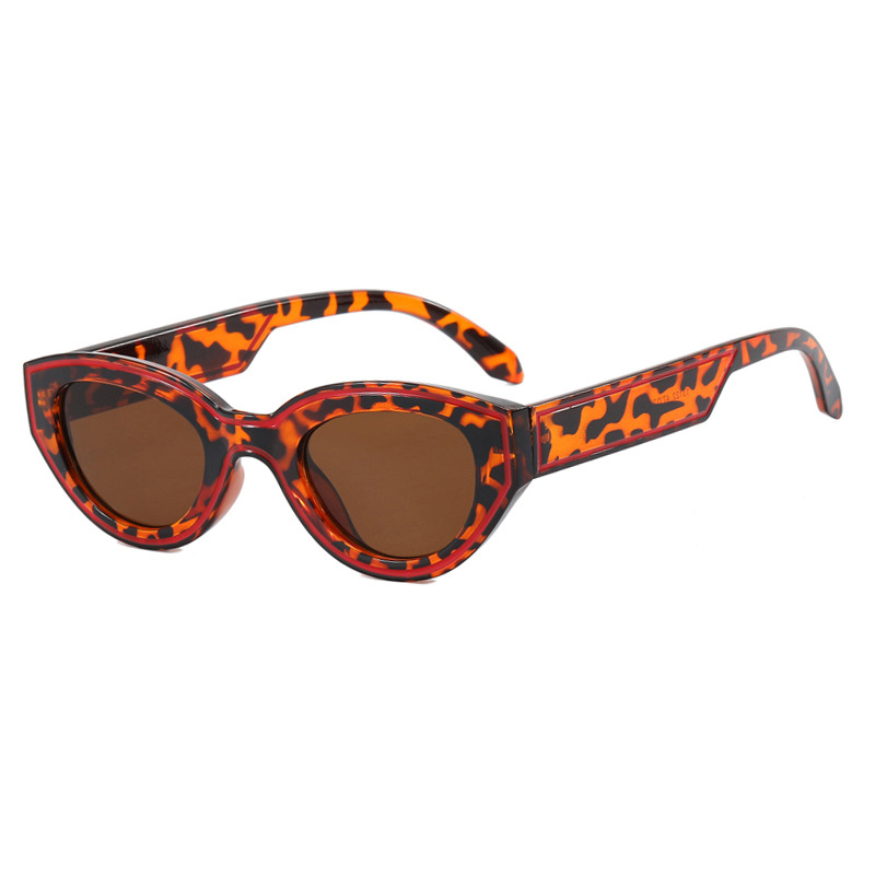 Fashion Leopard Print Tea Slices Ac Line Cat Eye Sunglasses