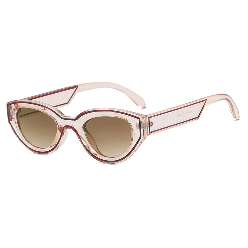 Fashion Champagne Double Tea Ac Line Cat Eye Sunglasses