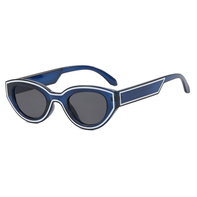 Fashion Transparent Blue Gray Ac Line Cat Eye Sunglasses