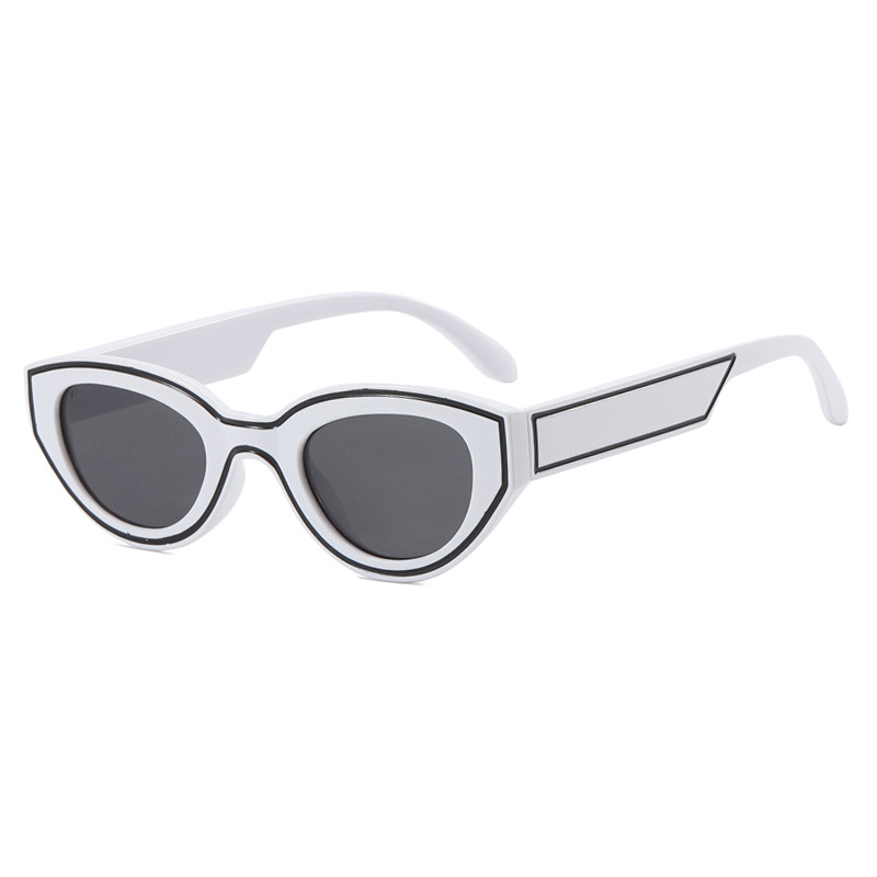 Fashion Solid White Gray Flakes Ac Line Cat Eye Sunglasses
