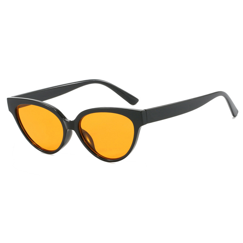 Fashion Bright Black Orange Cat Eye Small Frame Sunglasses