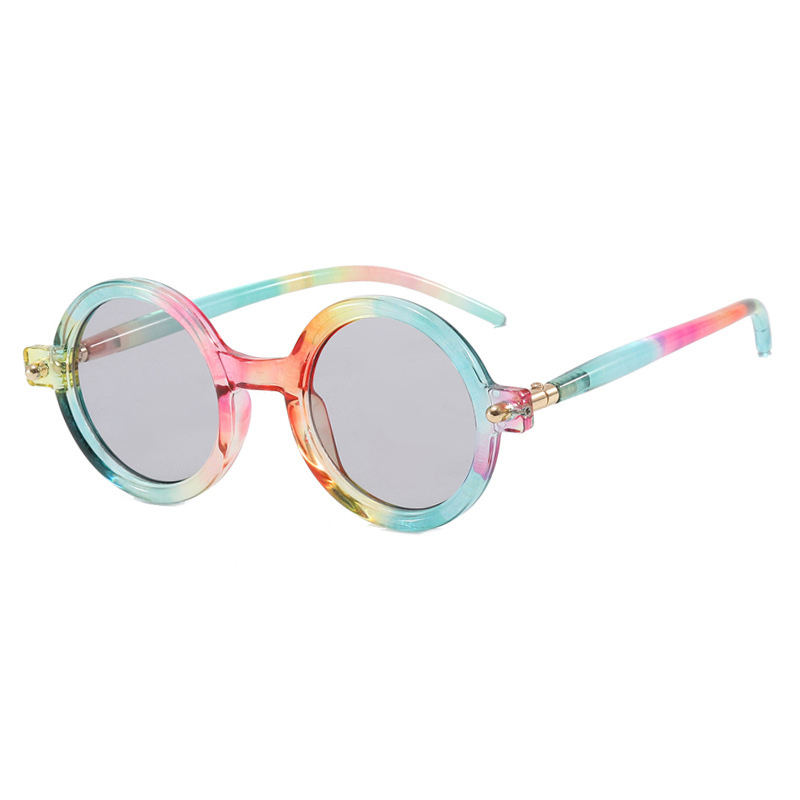 Fashion Colorful Light Gray Ac Round Frame Sunglasses