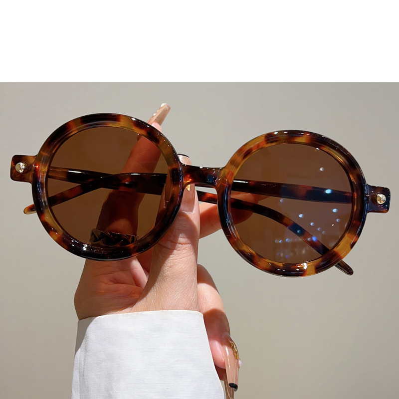 Fashion Tortoiseshell Tea Tablets Ac Round Frame Sunglasses