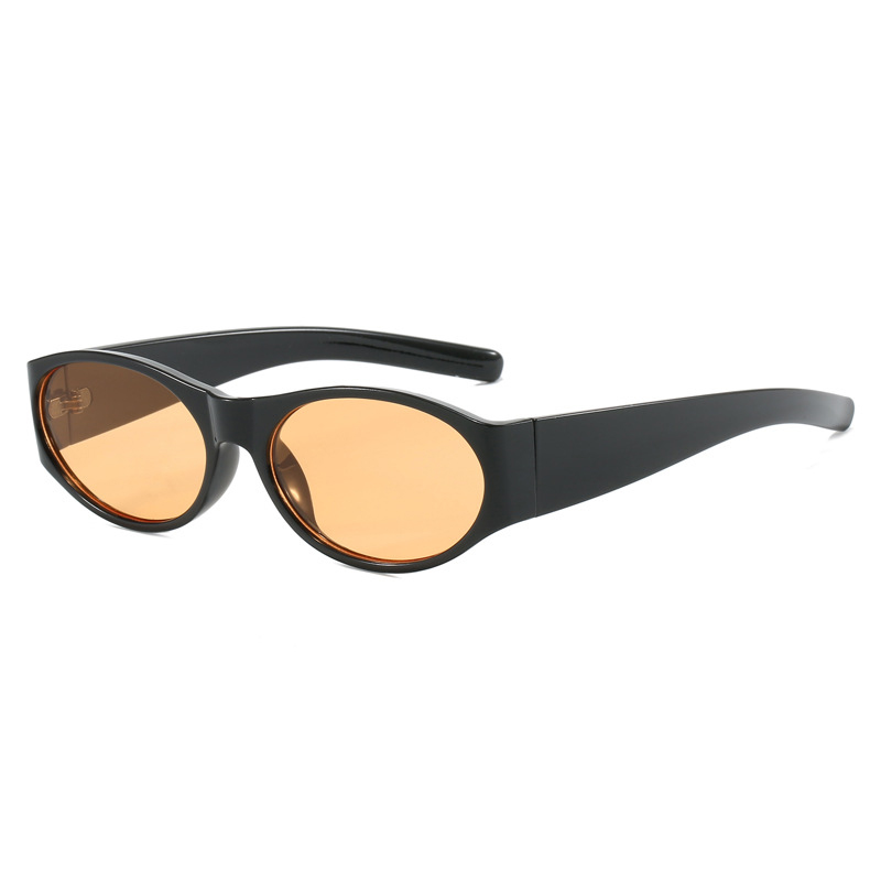 Fashion Bright Black Orange Slices Ac Oval Sunglasses
