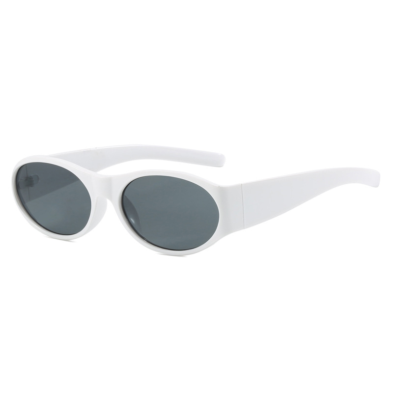 Fashion Solid White Gray Flakes Ac Oval Sunglasses