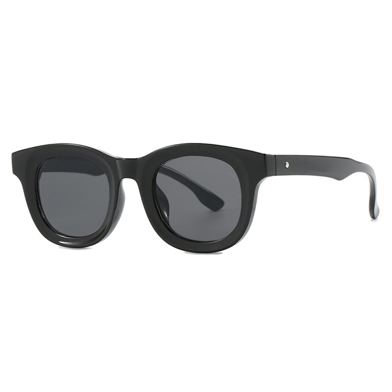 Fashion Bright Black And Gray Film Ac Round Sunglasses