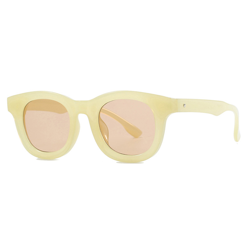 Fashion Jelly Yellow Tea Tablets Ac Round Sunglasses