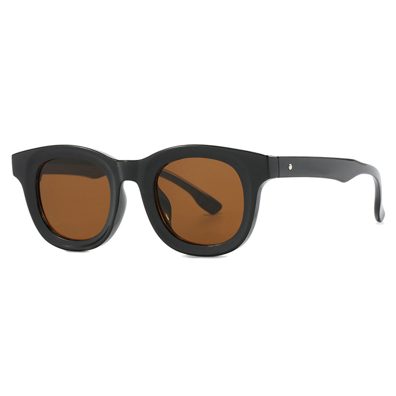 Fashion Bright Black Tea Slices Ac Round Sunglasses