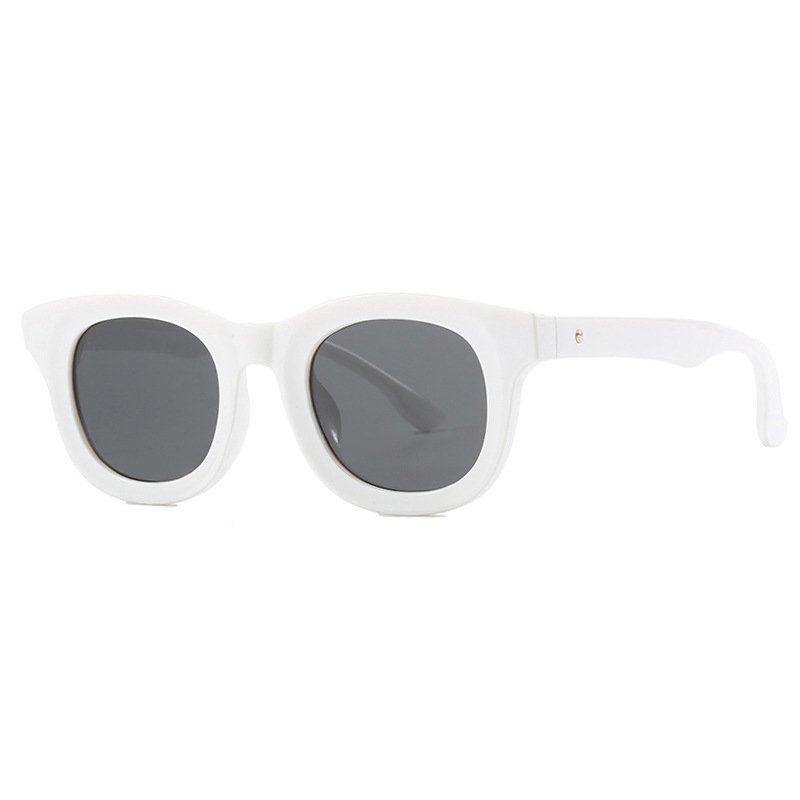 Fashion Solid White Gray Flakes Ac Round Sunglasses