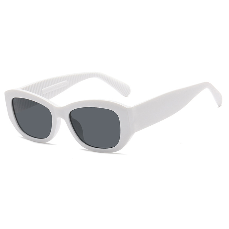 Fashion Solid White Gray Flakes Ac Wide-leg Small Frame Sunglasses