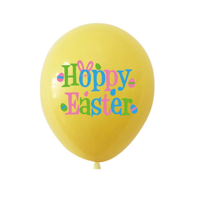 Fashion Easter Yellow Balloon Rabbit Easter Egg Print Latex Balloon
