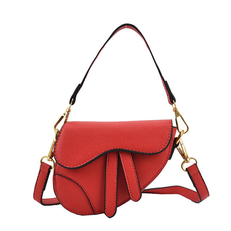 Fashion Red Pu Flip-top Children's Cross-body Saddle Bag