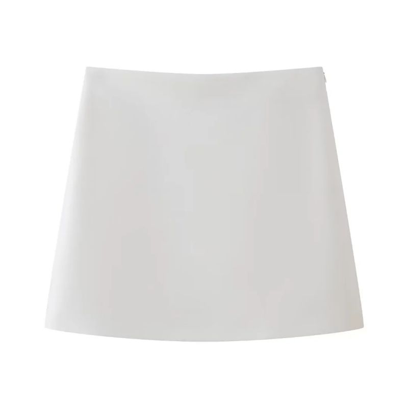 Fashion White Polyester Solid Color Skirt