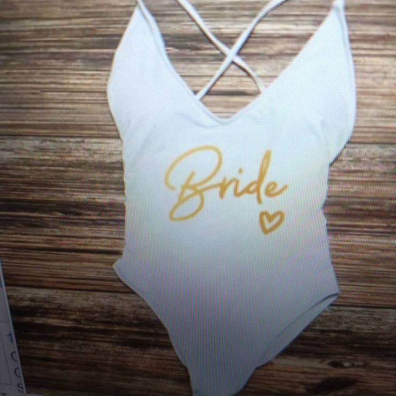 Fashion White Gold Letter Nylon Monogram One-piece Swimsuit