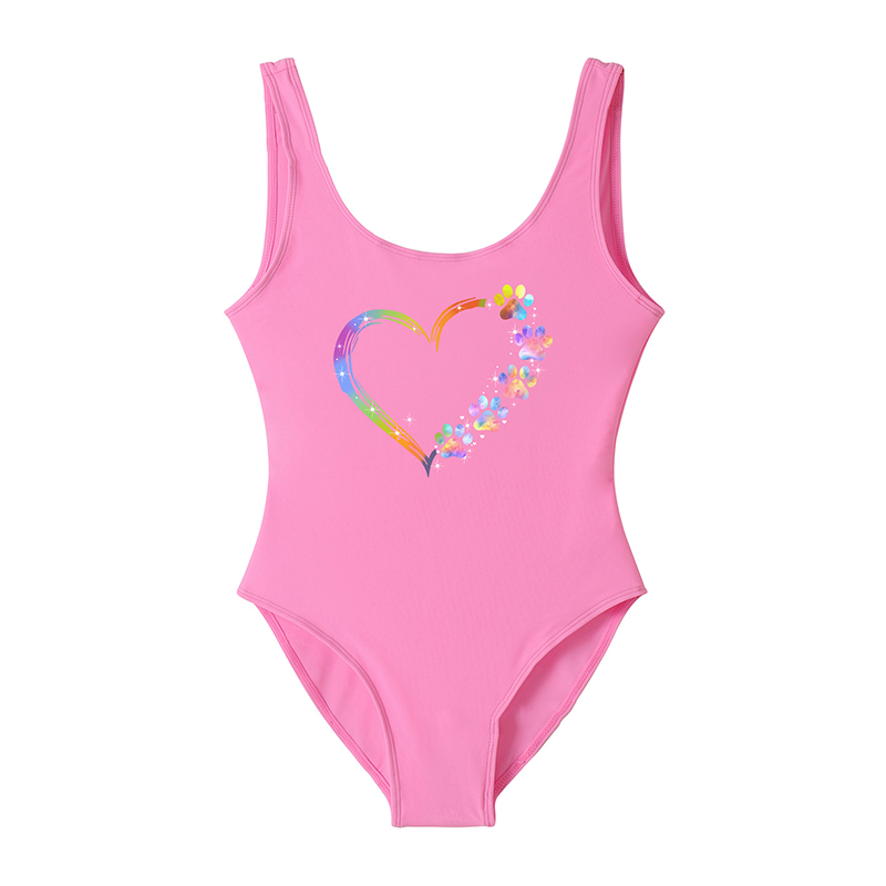 Fashion Pink Nylon Printed One-piece Swimsuit