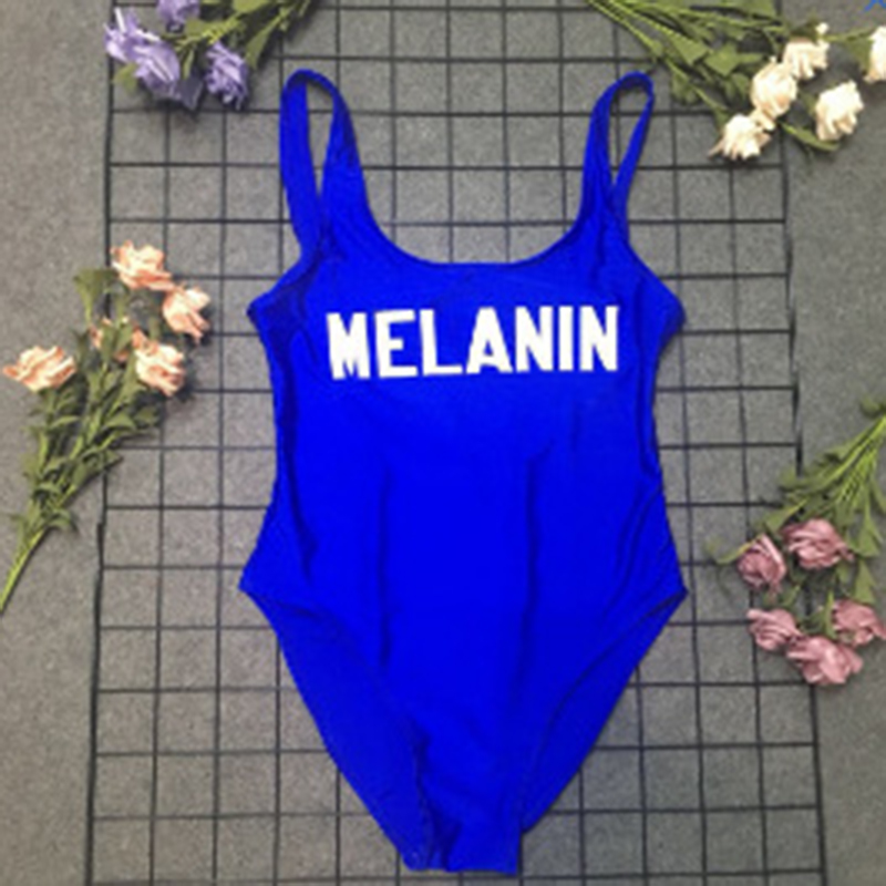 Fashion Royal Blue Nylon Monogram One-piece Swimsuit