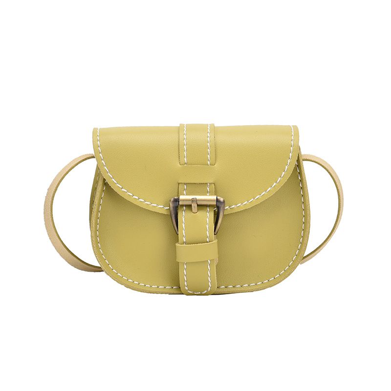 Fashion Yellow Pu Belt Buckle Flap Crossbody Bag