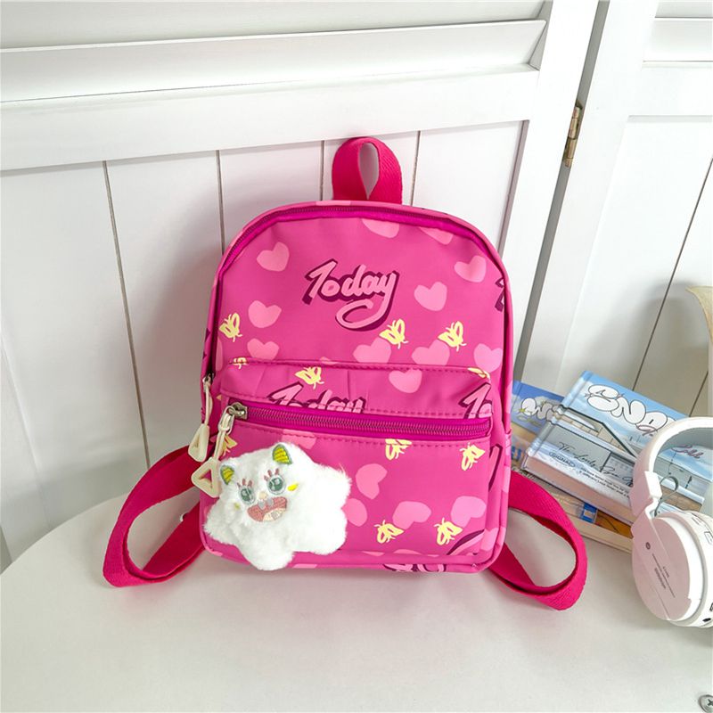 Fashion Rose Pink Love Model Nylon Printed Children's Backpack