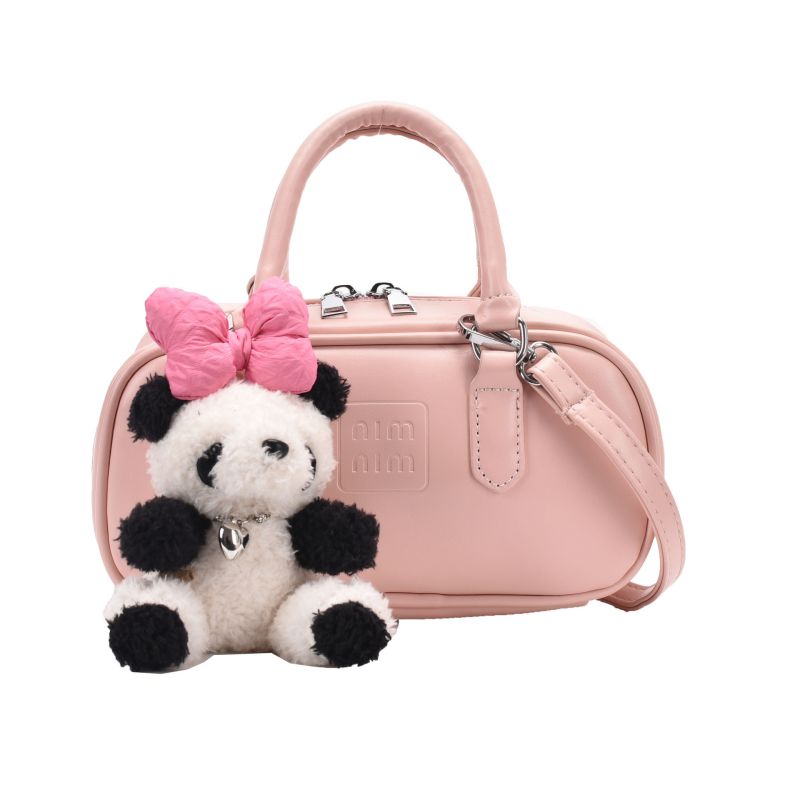 Fashion With Pendant Pink 3d Doll Large Capacity Children's Crossbody Bag