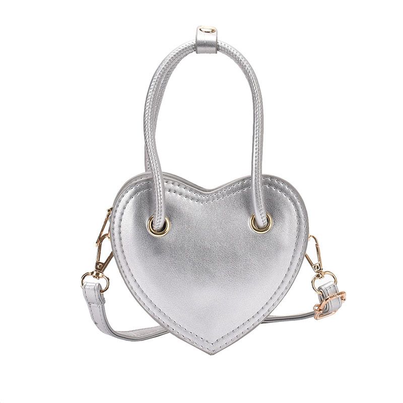 Fashion Silver Pu Love Children's Crossbody Bag