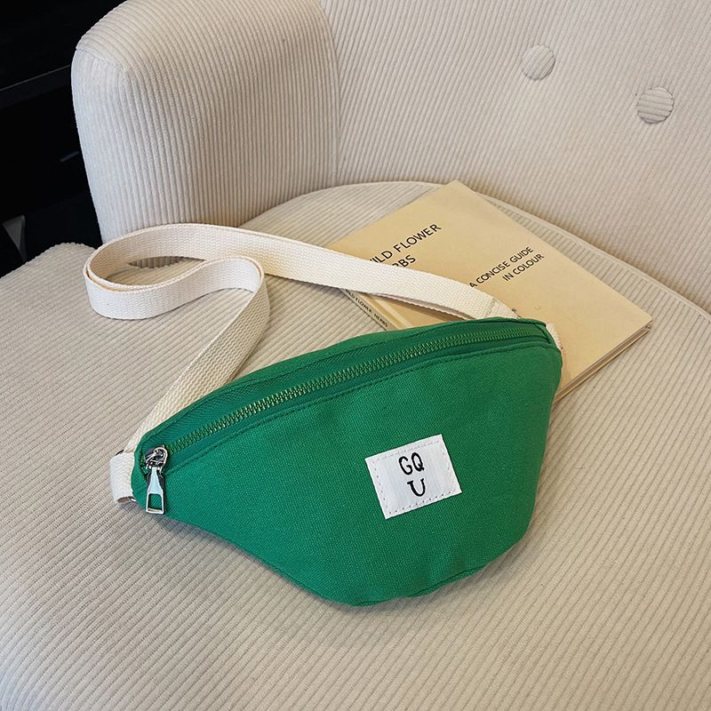 Fashion Green Letter Patch Children's Crossbody Bag
