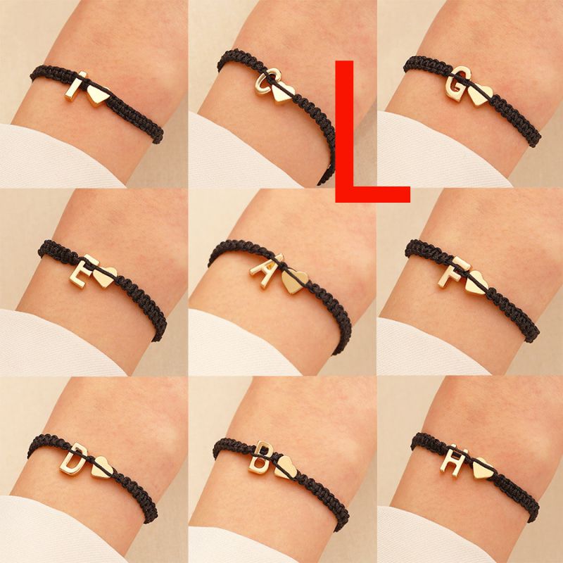 Fashion Kc Gold/l Z-435 Cord Braided Love 26 Letter Bracelet