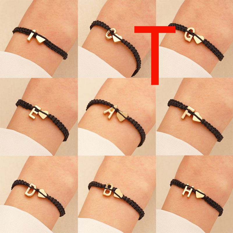 Fashion Kc Gold/t Z-443 Cord Braided Love 26 Letter Bracelet