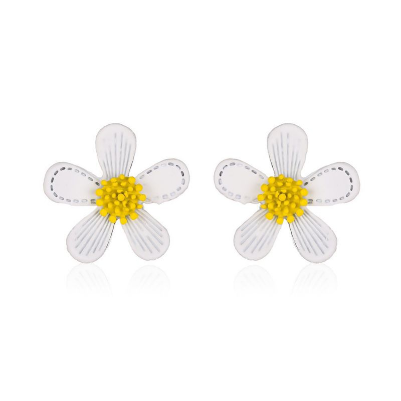 Fashion White 3 Alloy Geometric Flower Stud Earrings