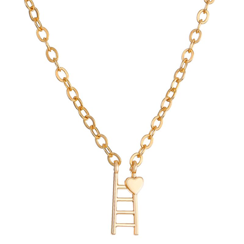 Fashion Gold Copper Love Ladder Necklace