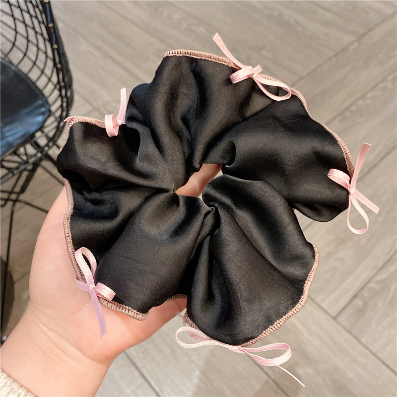 Fashion Black Fabric Pleated Hair Tie
