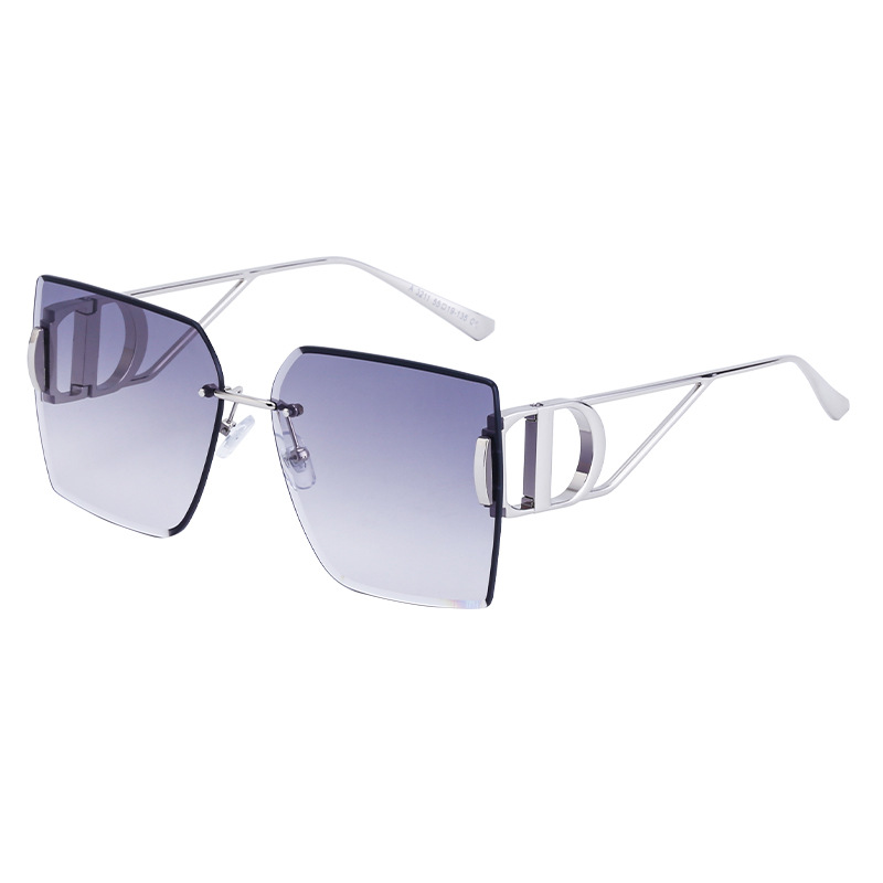 Fashion Silver Frame Blue And Yellow Pc Square Cut Edge Sunglasses